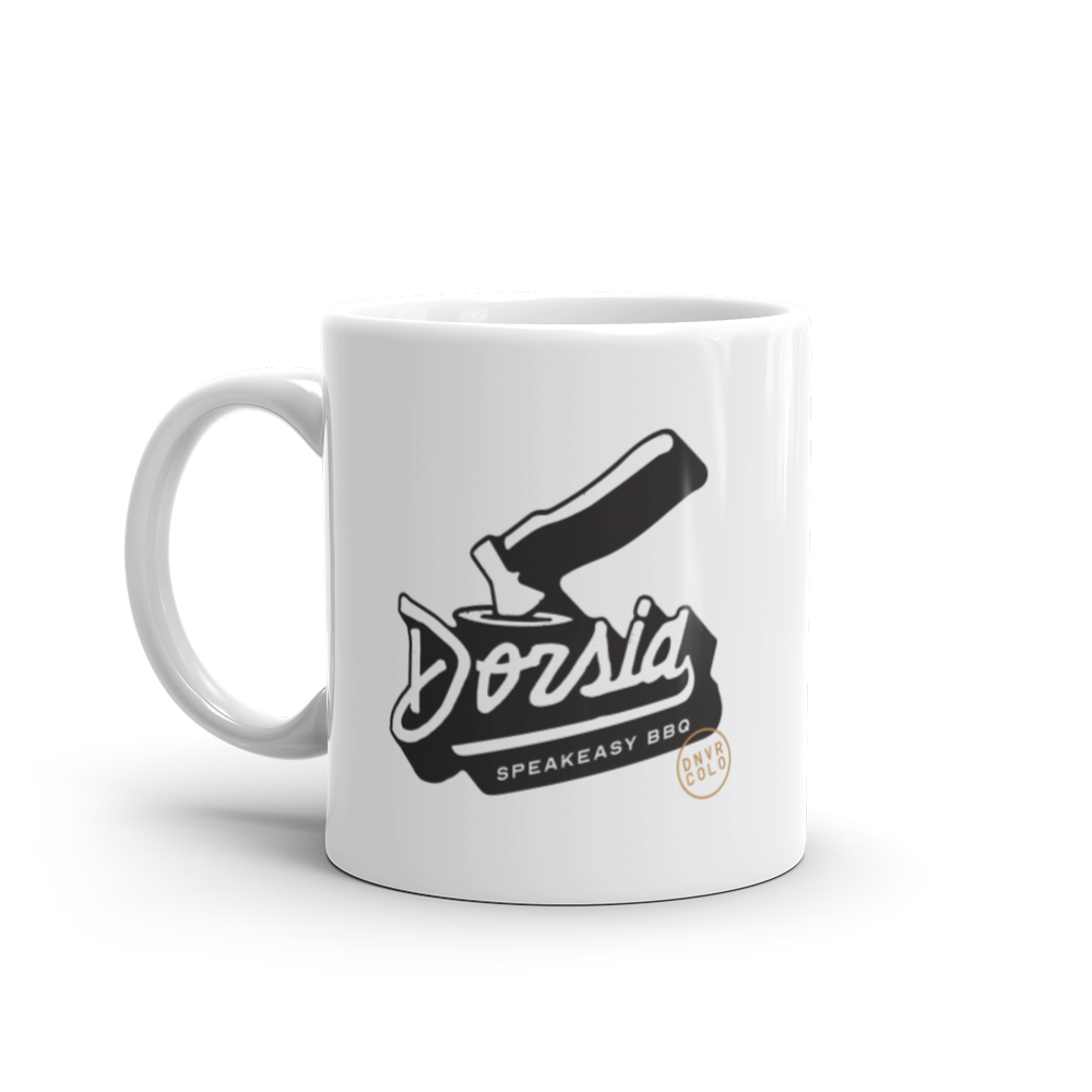 Dorsia Retro Logo White glossy mug
