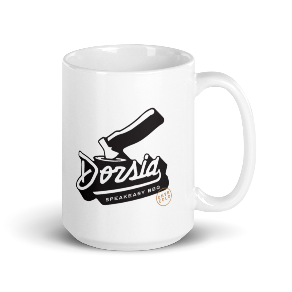 Dorsia Retro Logo White glossy mug