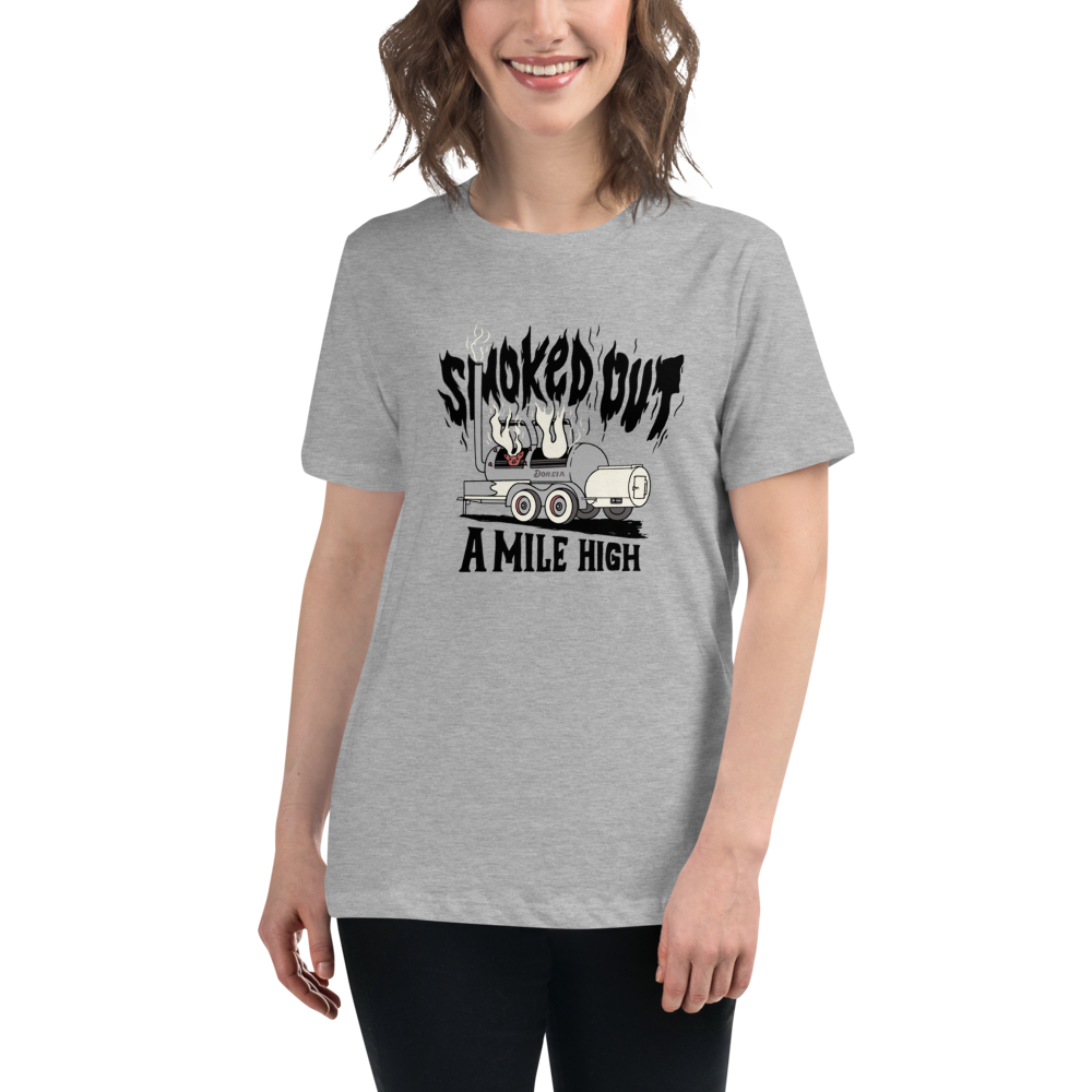 Smoked Out A Mile High - Womens Tshirt (Black Text)