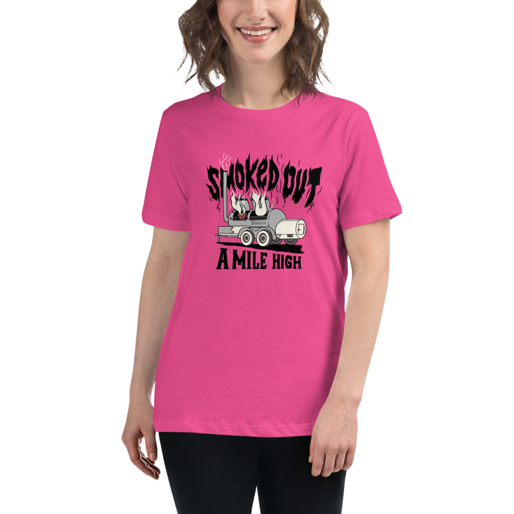 Smoked Out A Mile High - Womens Tshirt (Black Text)