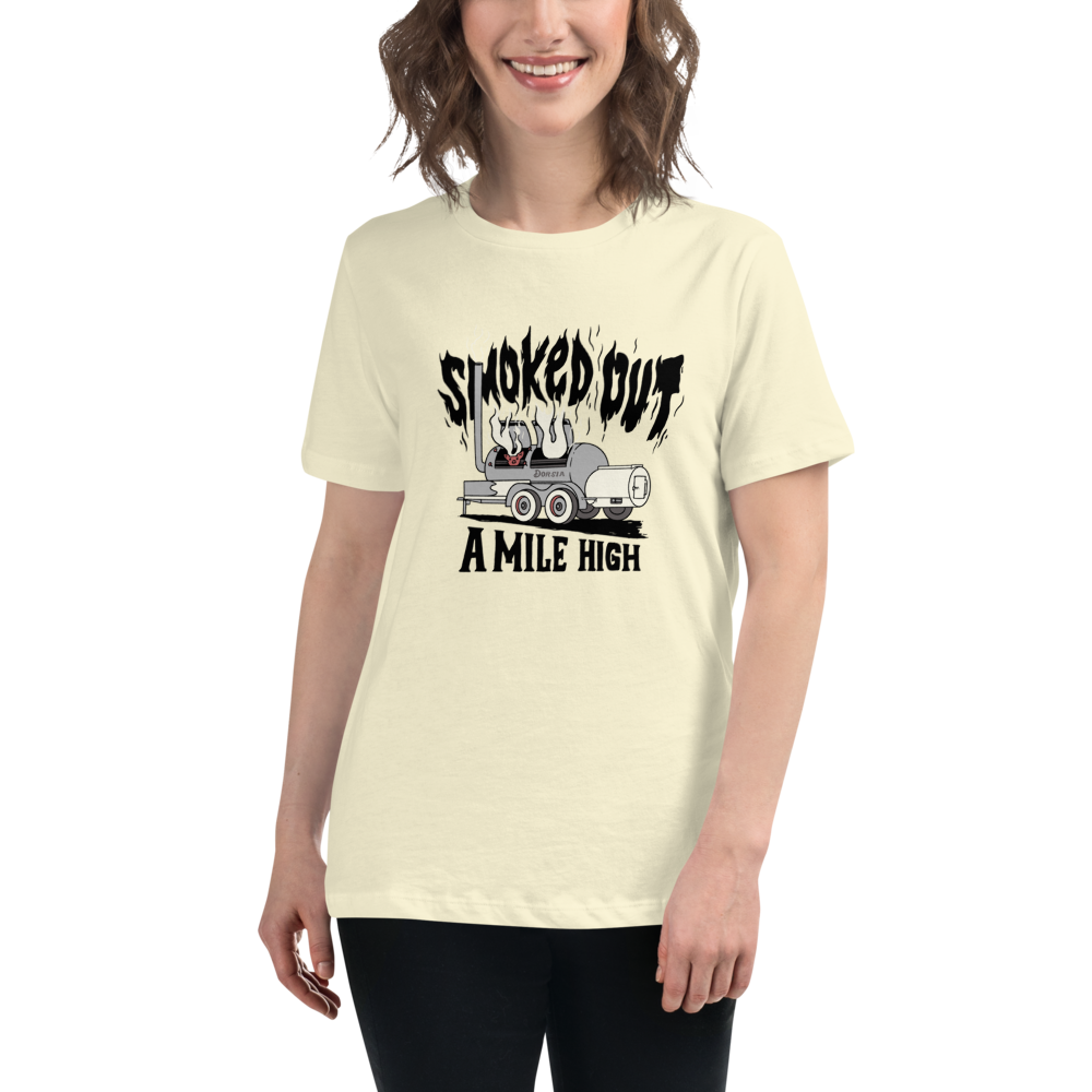Smoked Out A Mile High - Womens Tshirt (Black Text)