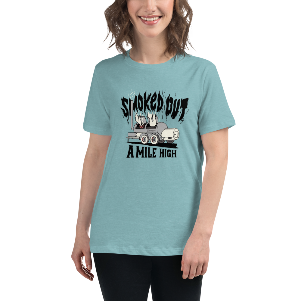 Smoked Out A Mile High - Womens Tshirt (Black Text)