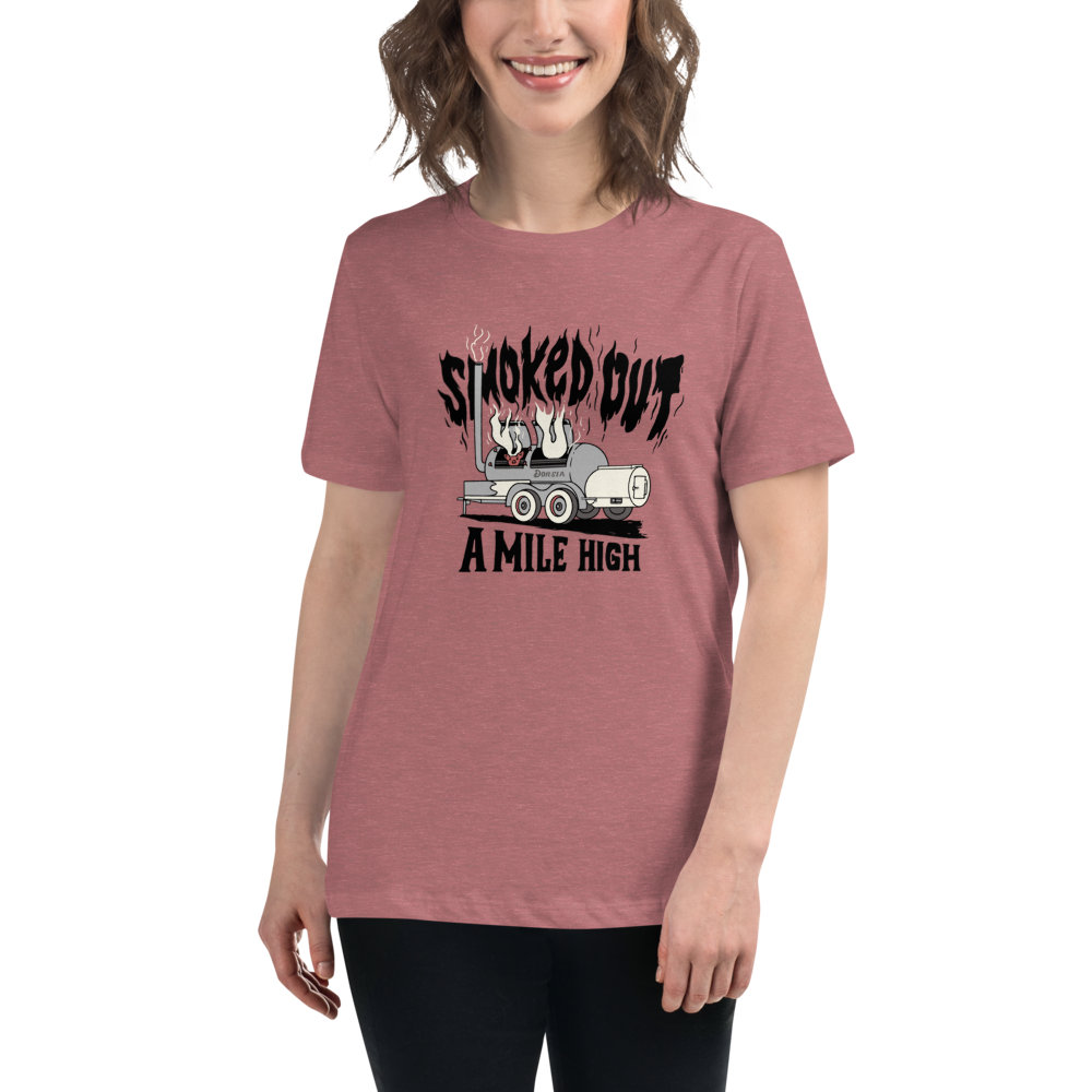 Smoked Out A Mile High - Womens Tshirt (Black Text)