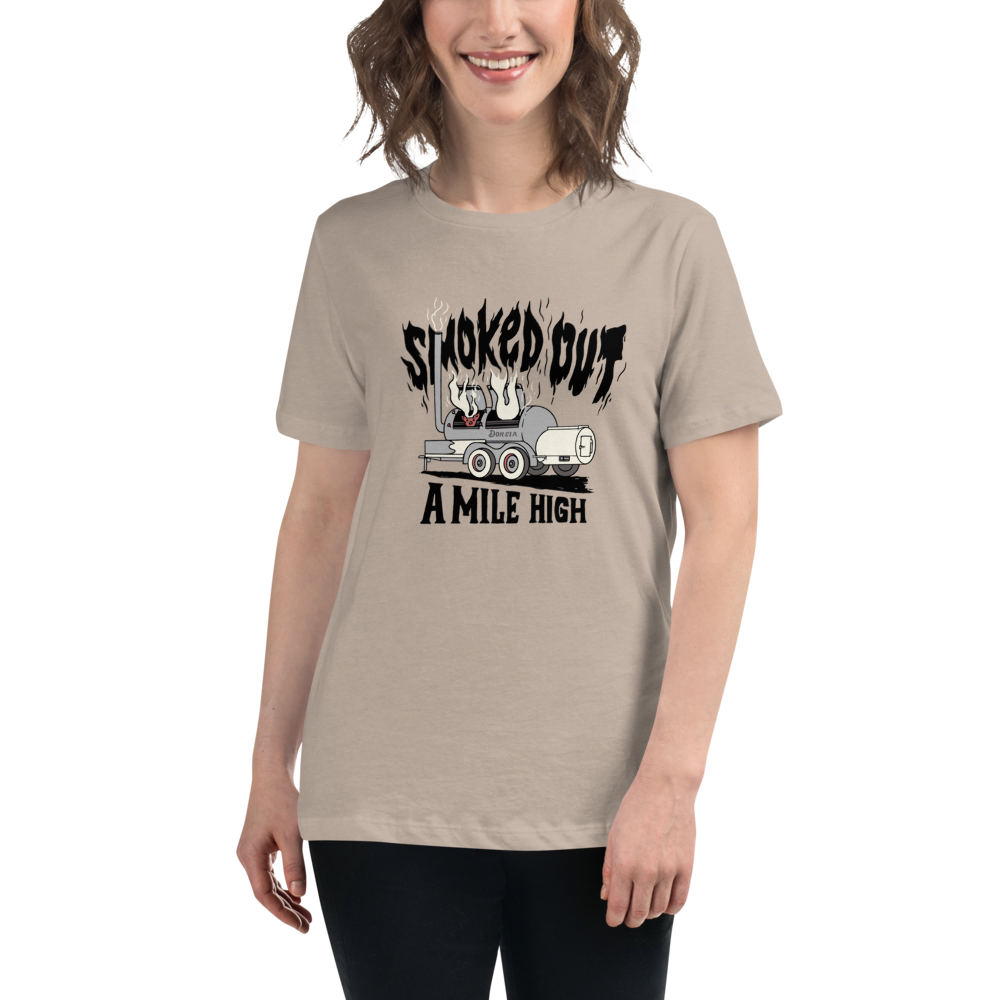 Smoked Out A Mile High - Womens Tshirt (Black Text)