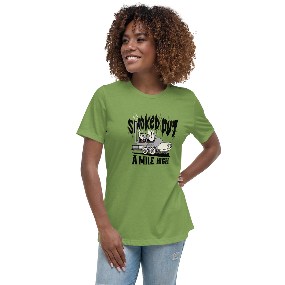 Smoked Out A Mile High - Womens Tshirt (Black Text)