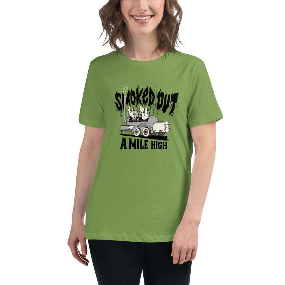 Smoked Out A Mile High - Womens Tshirt (Black Text)