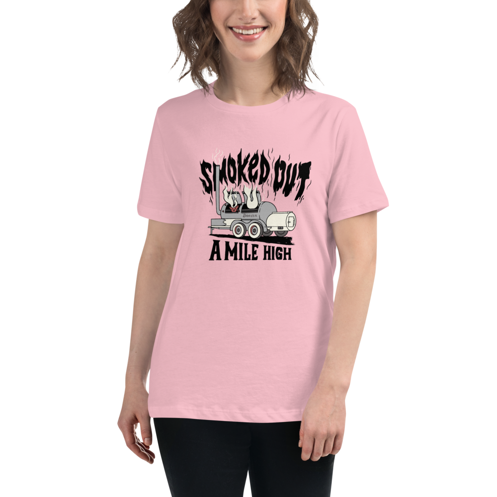 Smoked Out A Mile High - Womens Tshirt (Black Text)