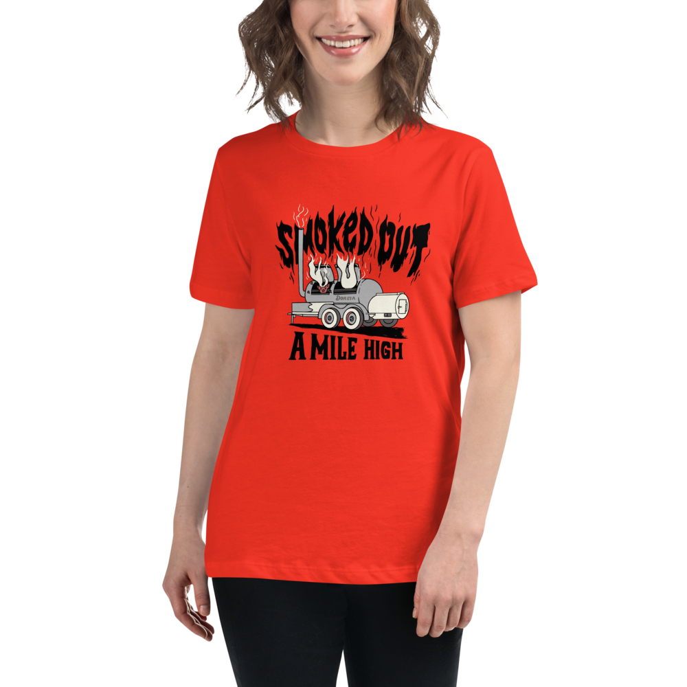 Smoked Out A Mile High - Womens Tshirt (Black Text)