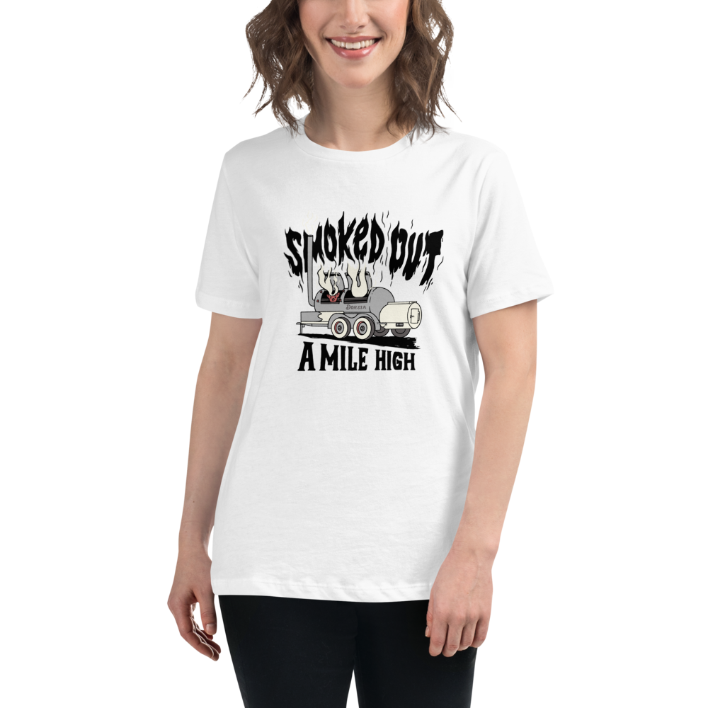 Smoked Out A Mile High - Womens Tshirt (Black Text)