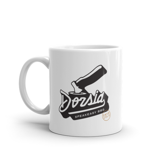 Dorsia Retro Logo White glossy mug
