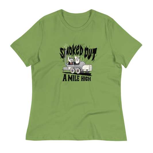 Smoked Out A Mile High - Womens Tshirt (Black Text)