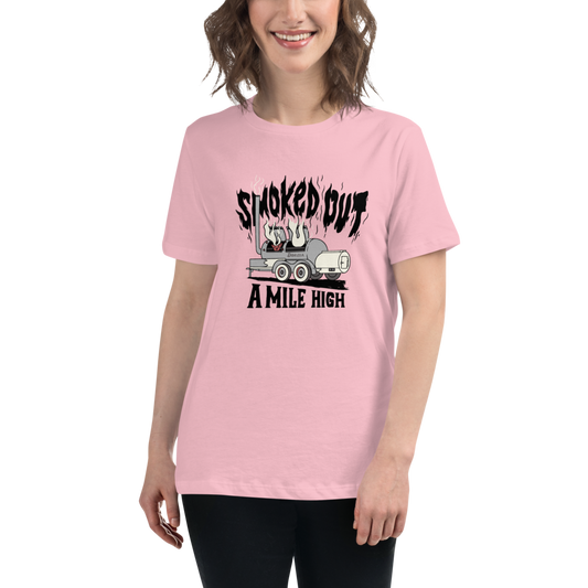 Smoked Out A Mile High - Womens Tshirt (Black Text)